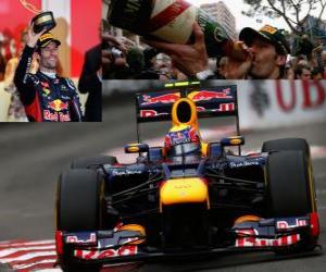 yapboz Mark Webber ve Monako Grand Prix (2012) zaferi kutluyor